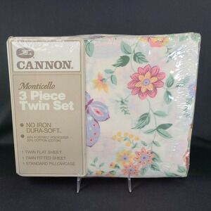 Cannon Monticello Twin Sheet Set Floral Cottagecore 3 Piece Fortel Vintage New